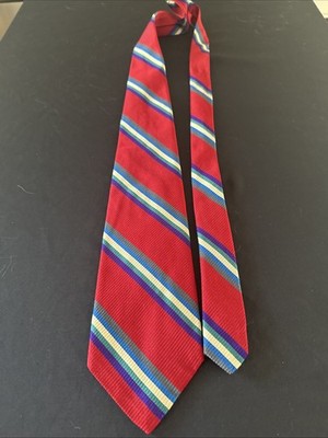 Robert Talbott Tie Hand Sewn 100% Silk Made in USA Repp Red Striped