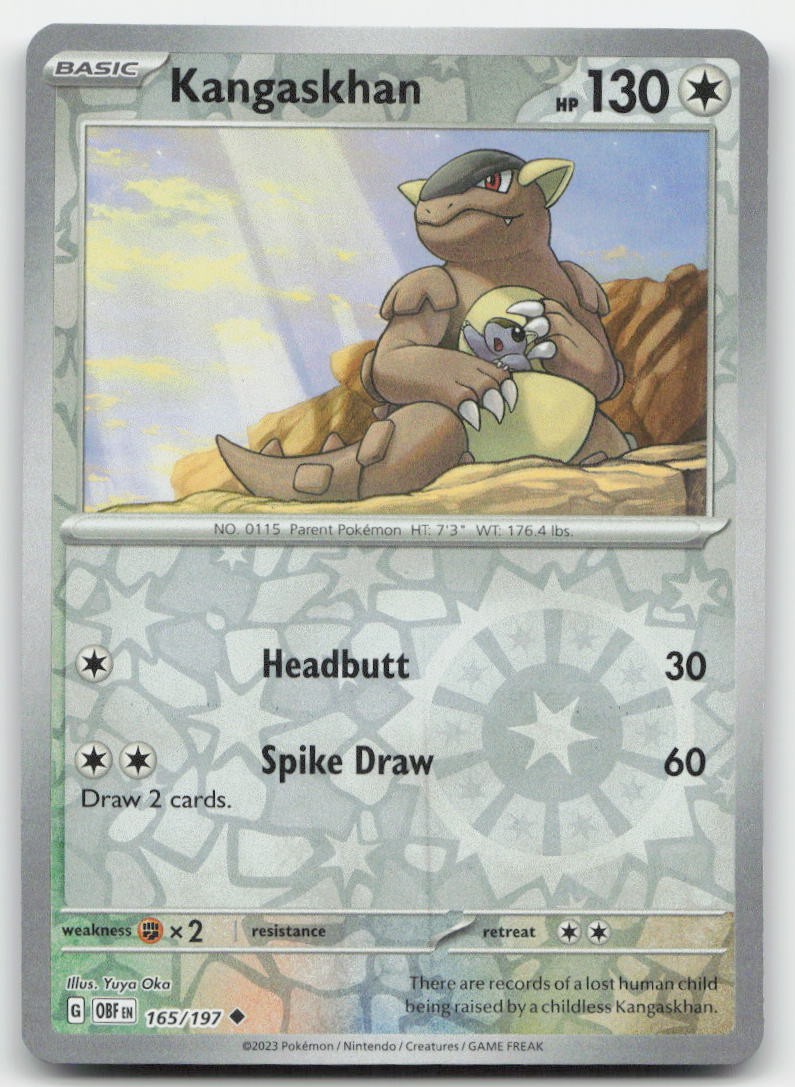 Kangaskhan Reverse Holo SV03: Obsidian Flames 165/197 NM