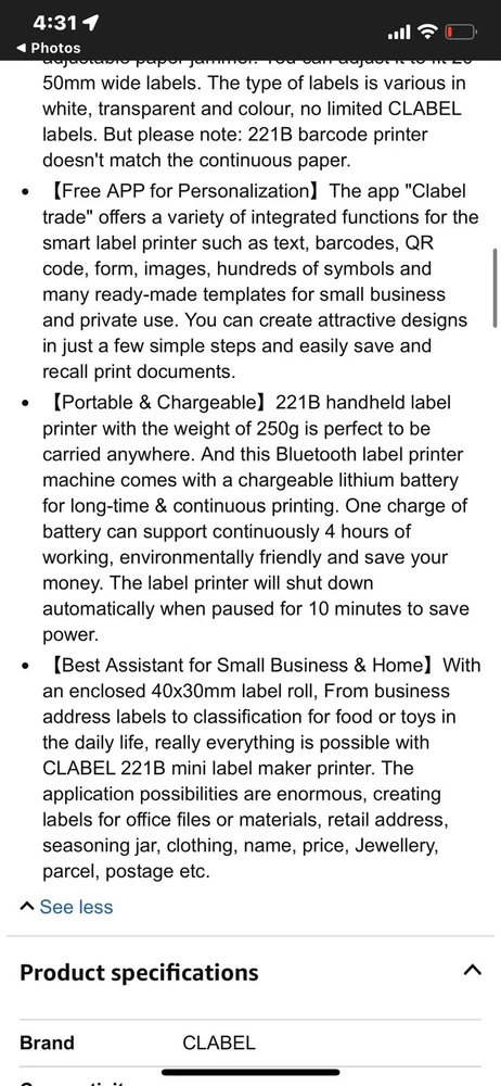 Bluetooth Label Maker Machine Portable Thermal Printer with Tape