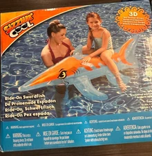 Inflatable Swordfish Ride-On Pool Float Sizzlin' Cool 3D Transparent  71" x 38"