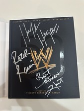 WWE 50th Anniversary Book Signed Hulk Hogan, Bret Hitman Hart & Razor Ramon Rare