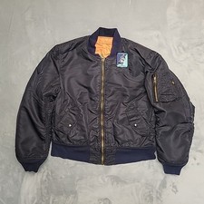 Alpha Industries Flight Jacket Mens Small Flyers MA-1 Black Orange Bomber 80s