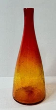 HTF Vintage MCM Blenko Glass 920M Decanter In Tangerine Crackle 11.75 No Stopper