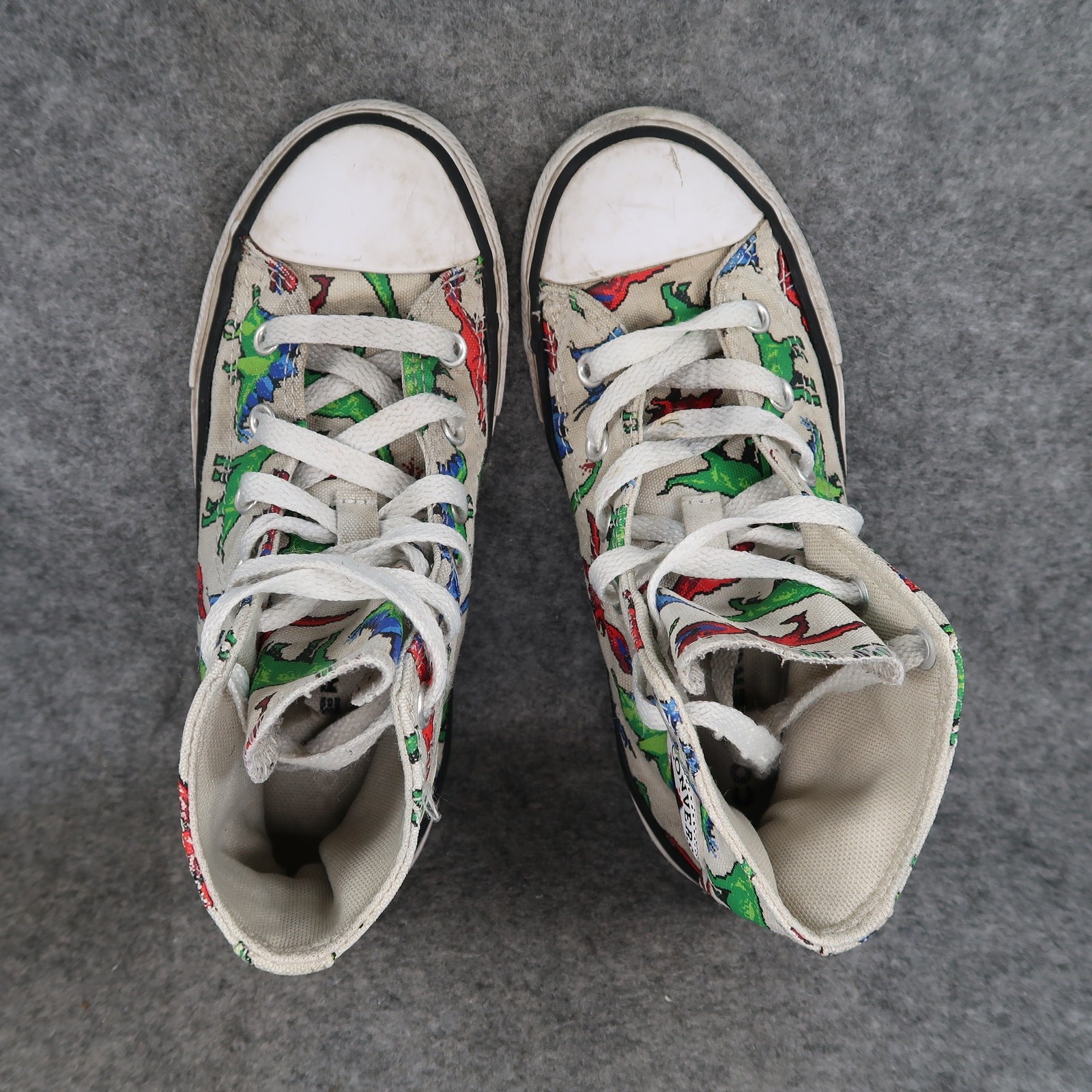 Converse Shoes Junior 1 Chuck Taylor All Star High Top Sneakers Dinosaurs Canvas thumbnail 8