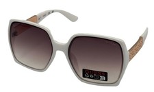 Guess Sunglass Womens White Oversized Square Plastic, Gradient Lens GO00031. 21F