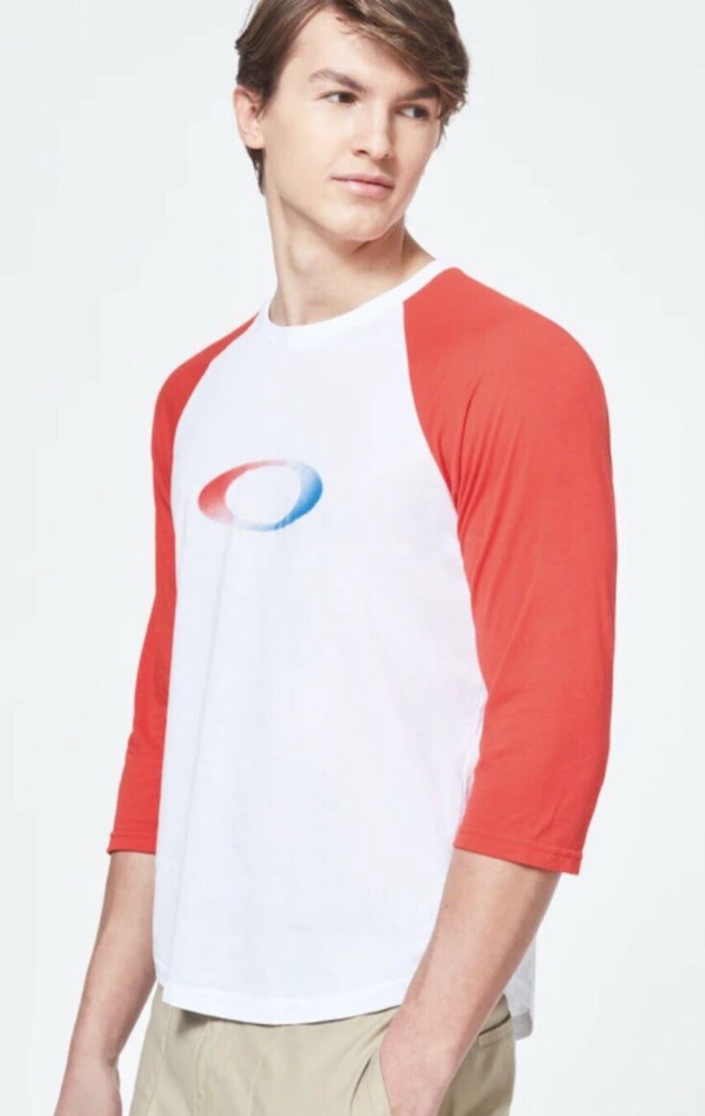 Oakley Men's Three Quarter Sleeve Crew Tee Sz M USA Gradient
