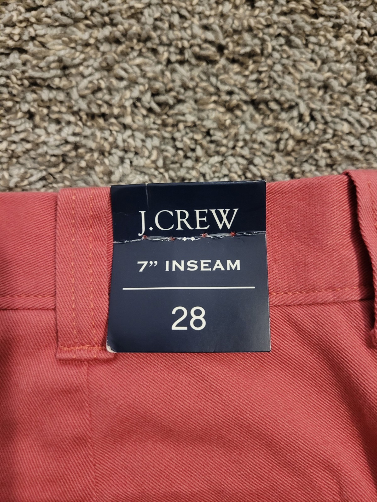 J.Crew pantaloncino chino uomo taglia 28 Salomon rosa 7" cuciture interne preppy nuovo con etichette