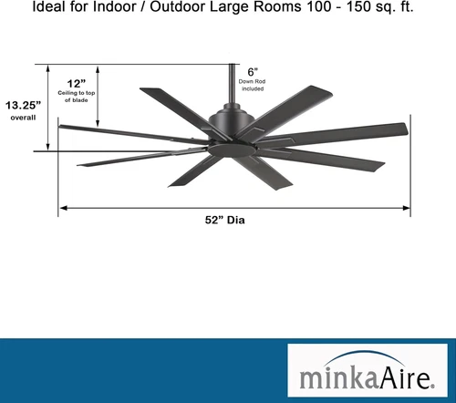 Xtreme H2O 52" Ceiling Fan in Coal - Stylish & Durable Design - Picture 6 of 9