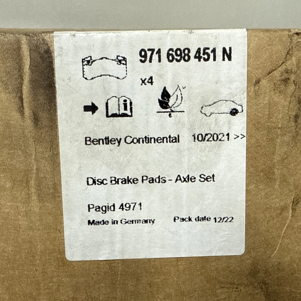 正品宾利保时捷套装磁盘制动后刹车片 原始设备制造商 971698451N — 第 3/3 张图片