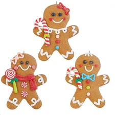 RAZ Imports Gingerbread Man Ornaments Set New Christmas Candy 4015547