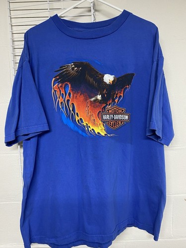 Harley Davidson TShirt Men Sz 2XL Blue Orlando FL Flaming Eagle - Picture 3 of 5