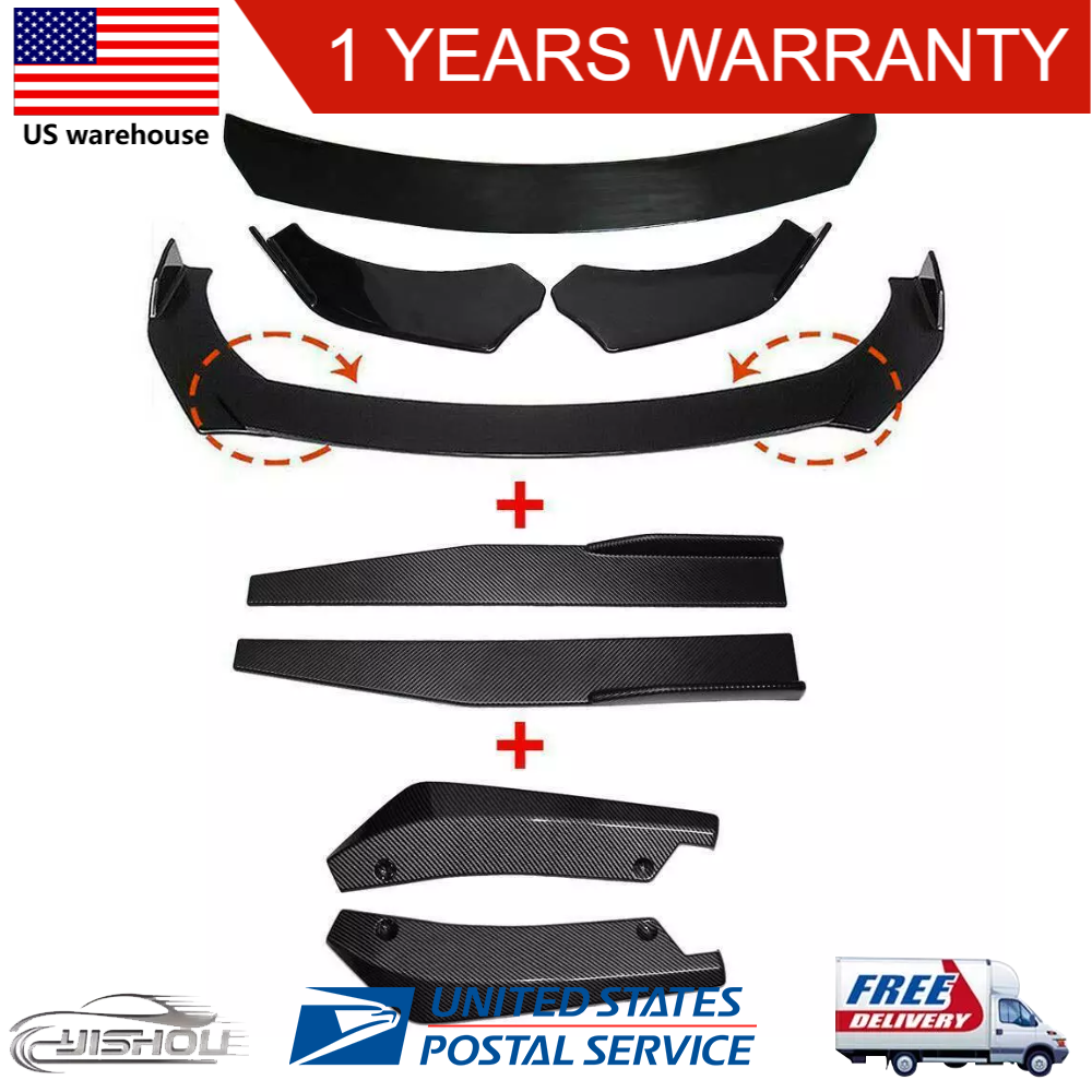 For Toyota Front Bumper Spoiler+Side Skirt+Rear Lip Body Kits Glossy Black HOT