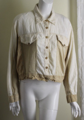 Sacred Threads Größe L Netzgewebe Boho Art-To-Wear Leichte Baumwolle Funky Beige