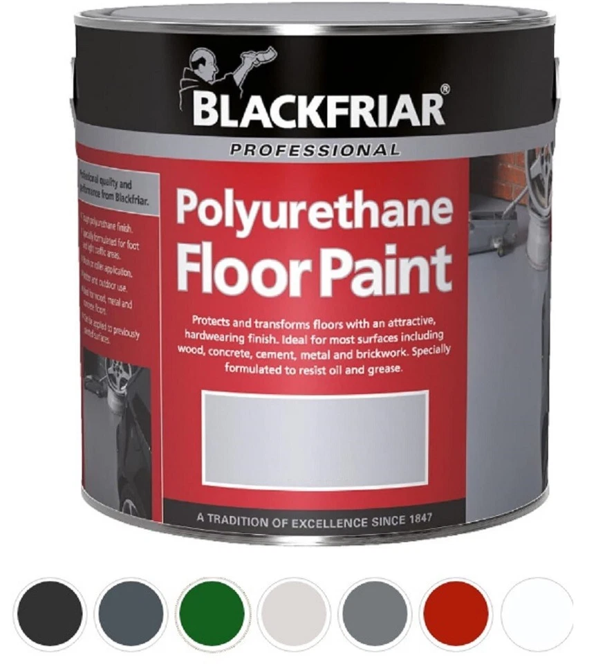BLACKFRIAR Polyurethane Floor Paint for Wood, Concrete, Cement, Brickwork All Colours 500ml