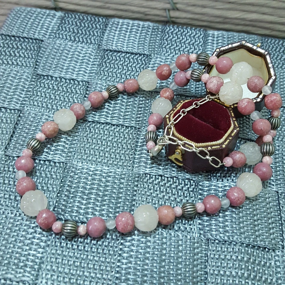 Collar Carolyn Pollack Plata de Ley 925, Rodocrosita Rosa y Cuarzo Rosa Foto 2 de 4