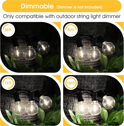Dimmable 50-Pack G40 LED Light Bulbs - Shatterproof E12 for Indoor/Outdoor Use - Picture 5 of 11