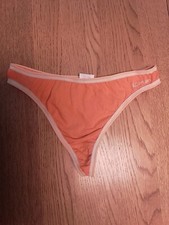 Vintage rare ck CALVIN KLEIN Orange 100 COTTON V STRING PANTY Ladies Small S