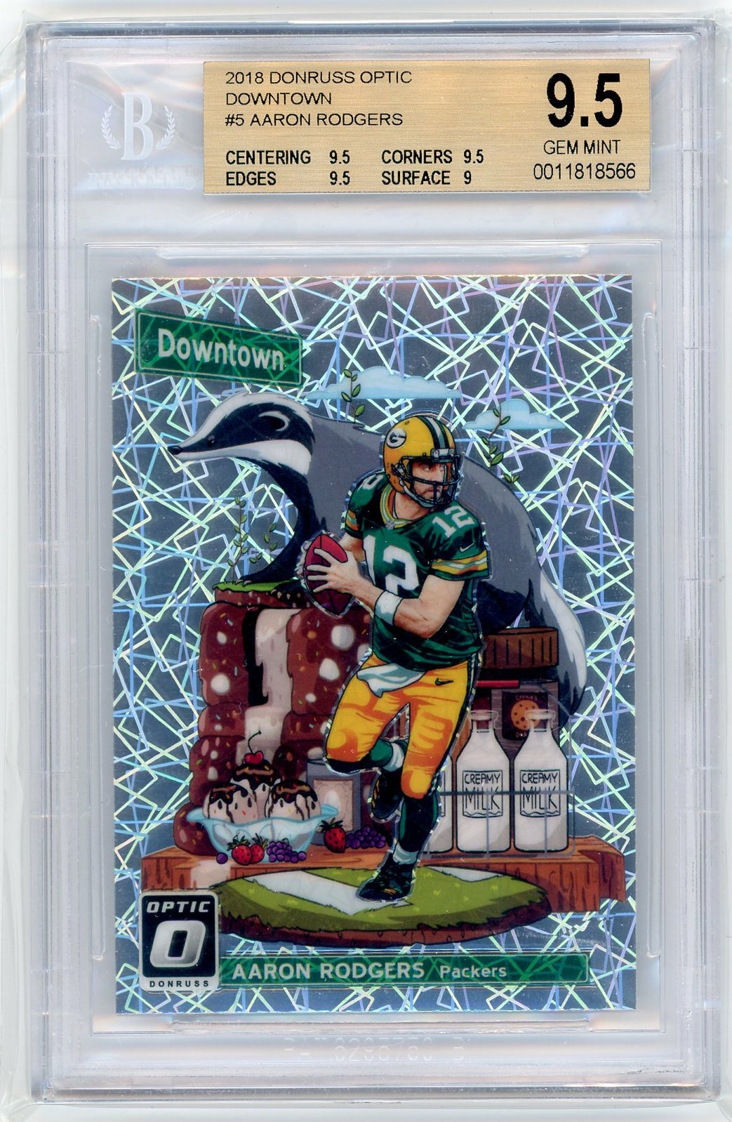2018 Donruss Optic Downtown #5 Aaron Rodgers BGS 9.5
