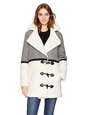 Anthropologie Plenty By Tracy Reese Faux Shearling Wool Toggle Coat M Euc