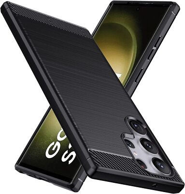 Hülle für Samsung Galaxy S23 Plus Ultra 5G Silikon Schutz Schwarz Carbon Optik