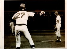 Carlton Fisk on base Boston Red Sox  5x7 Glossy Photo MLB vintage