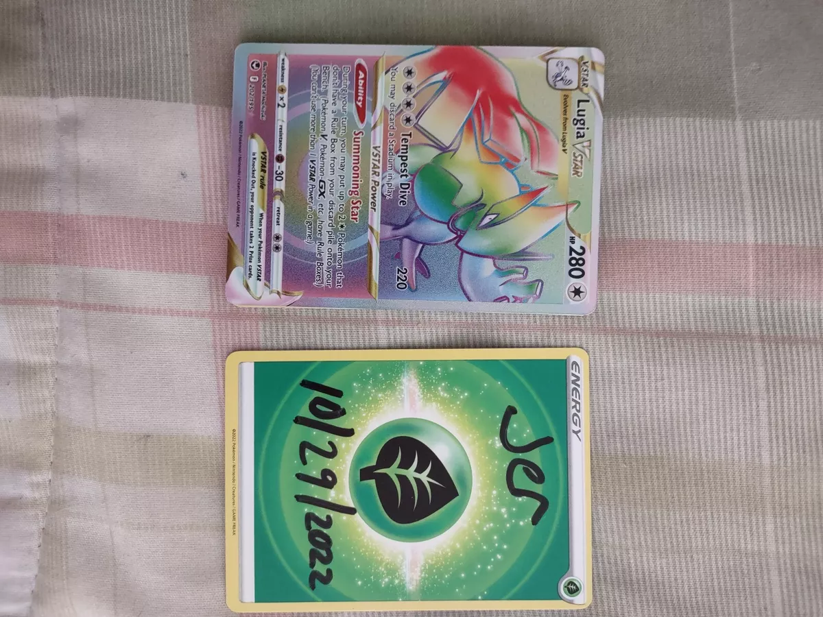 Lugia VSTAR 202/195 Carte Pokémon rare arc-en-ciel (SWSH Silver Tempest) +  TitanCards® Toploader