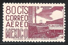 pa134a Mexico Arquite MNH paper 4 Sc#C265b Mc#1029llCy Et#aa134a plate 2/ 37.0mm