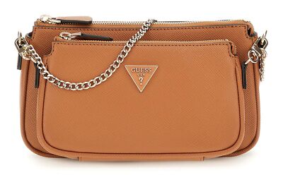 GUESS Noelle II Double Pouch Crossbody Bag Umhängetasche Light Cognac hellbraun