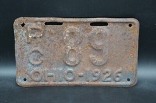 1926 OHIO PC License Plate Low # 89