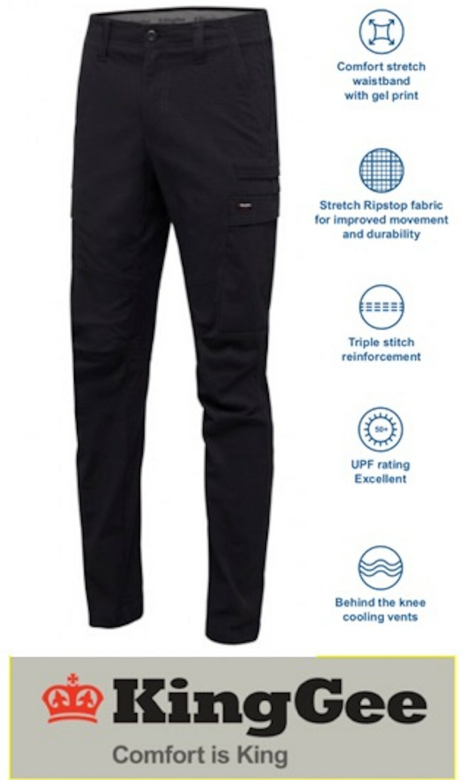 KING GEE 2PK MENS "WORKCOOL PRO" COTTON RIPSTOP MULTI POCKET WORK