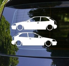 2x Lowered Jdm Car Silhouette Decal Stickers For Honda Civic Ek Type-r Vti