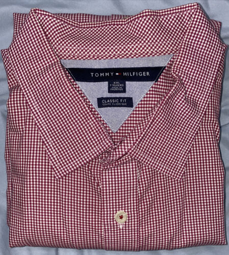 Tommy Hilfiger Classic Fit Red Gingham Button Down Long Sleeve Shirt Mens XXL - Picture 21 of 22