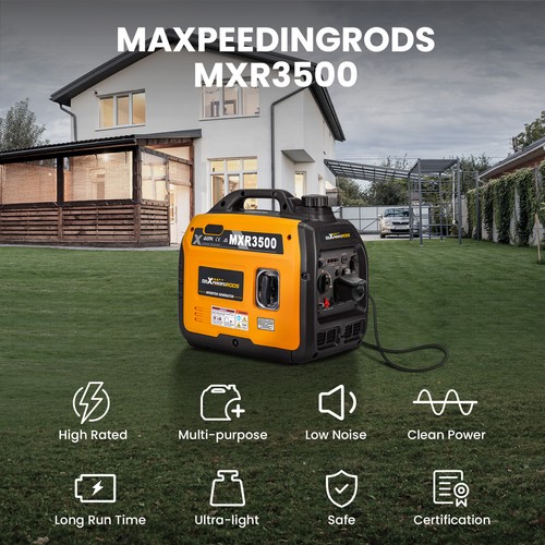 Portable Inverter Generator 3.5KW MAX Petrol Compact Quiet 58dB Pure Sine Wave - Picture 2 of 17
