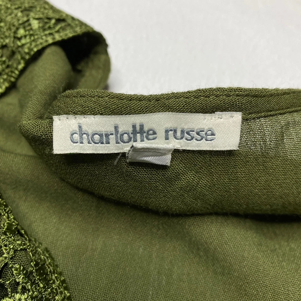 Mameluco Charlotte Russe para mujer talla S verde manga corta ribete con volantes ligero Foto 3 de 4