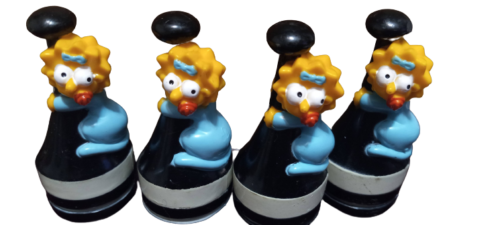 The Simpsons Black Maggie Simpson Pawn Chess Replacement Piece Lot of 4 - Picture 1 of 5
