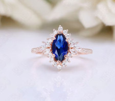 Marquise Blue sapphire Ring Wedding Anniversary Engagement Ring Gift For Her