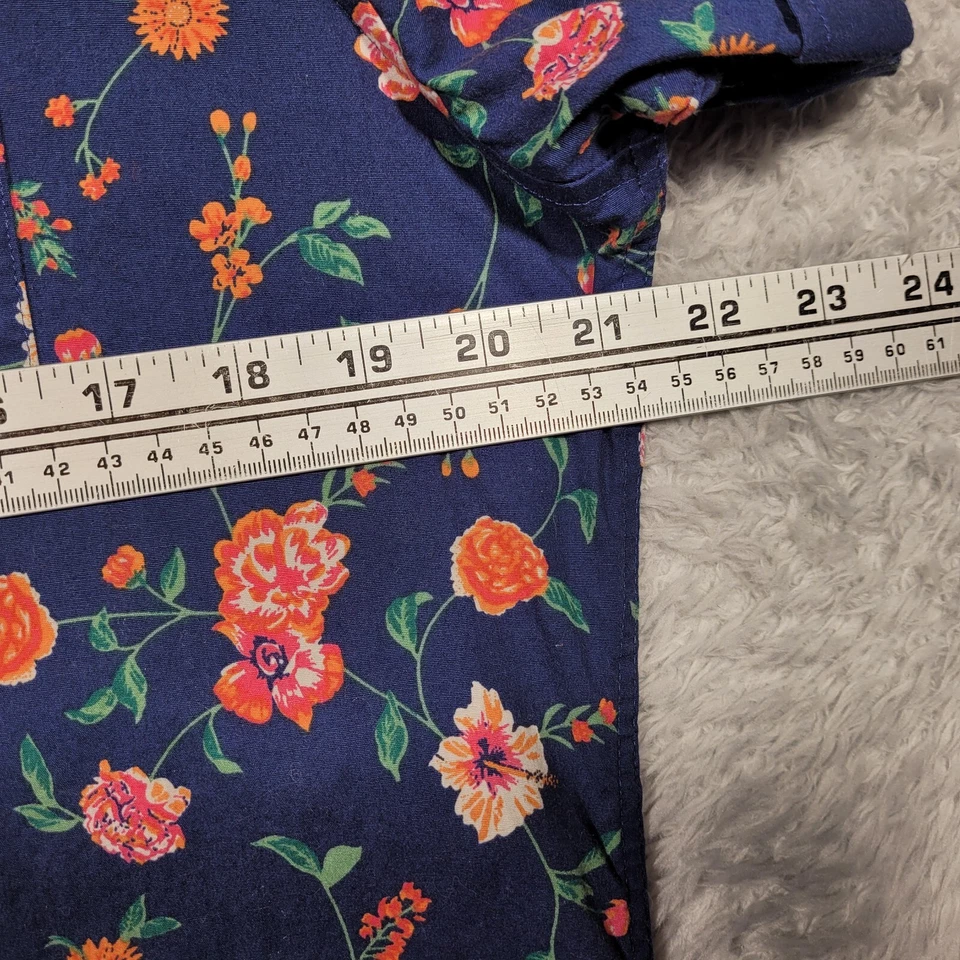 Рубашка мужская Marc Anthony средний размер синяя с цветочным рисунком роскошная приталенная на пуговицах короткий рукав - Изображение 3 из 4