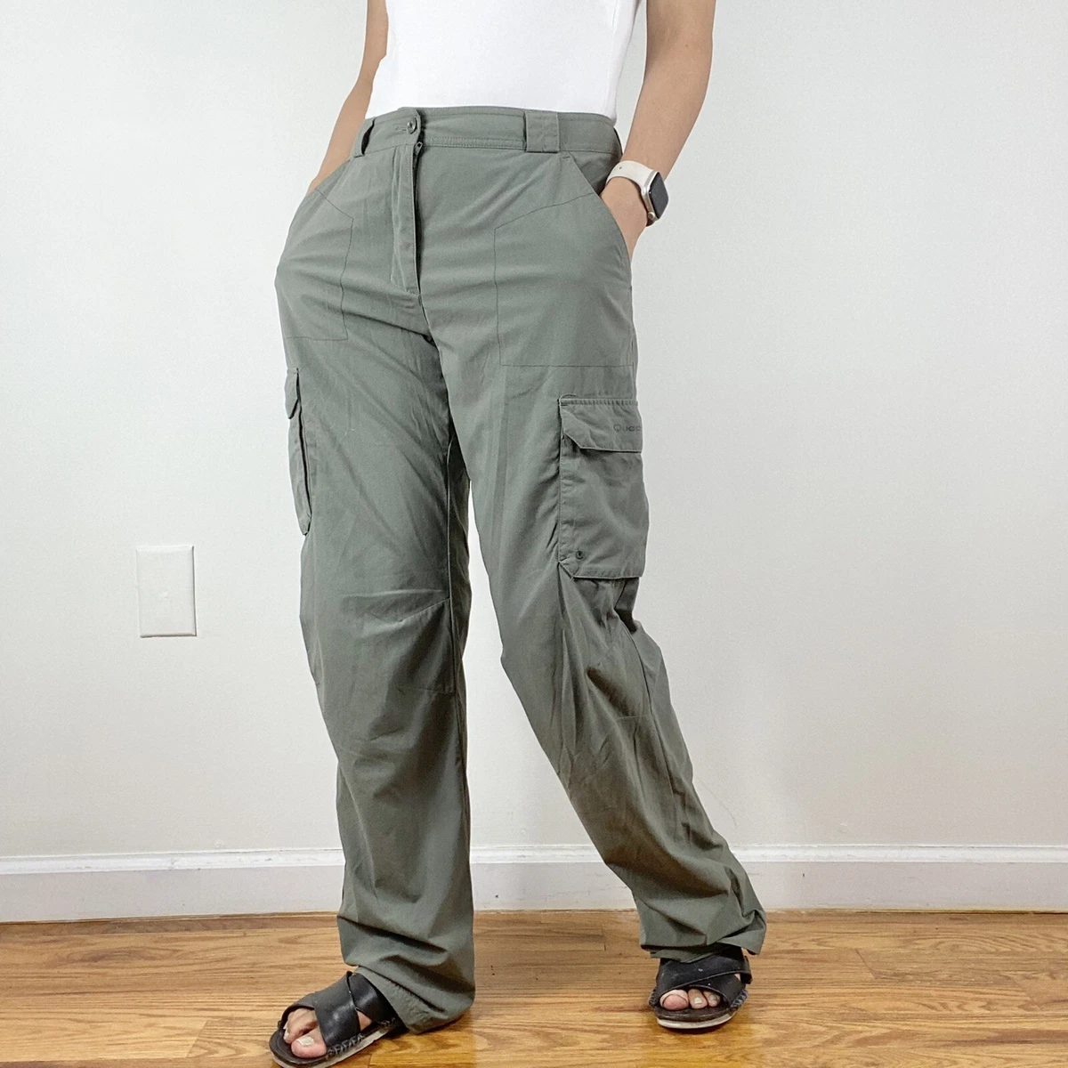 QUECHUA WOMENS GREEN STRAIGHT LEG CARGO PANTS sz 4 eBay