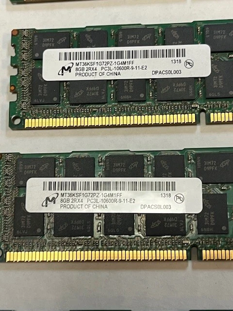 LOT X6 Micron 8GB PC3L-10600R DDR3-1333MHz ECC Server RAM MT36KSF1G72PZ-1G4M1FF - Image 3 of 3