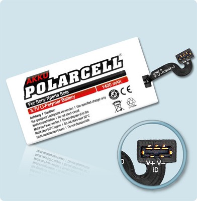 PolarCell Akku für Sony Xperia Sola MT27i AGPB009-A002 1400mAh Batterie Accu