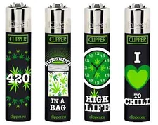 4pcs Clipper® Green Leaves Reusable Lighters (US Seller)