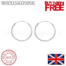 925 STERLING SILVER HOOP EARRINGS WITH CHARM BALL LARGE SET HUGGIES SLEEPERS NEW