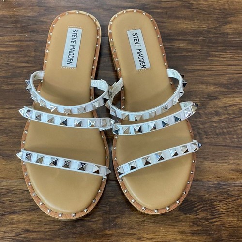 Steve Madden Palit White Studded Sandals Sz6 | eBay