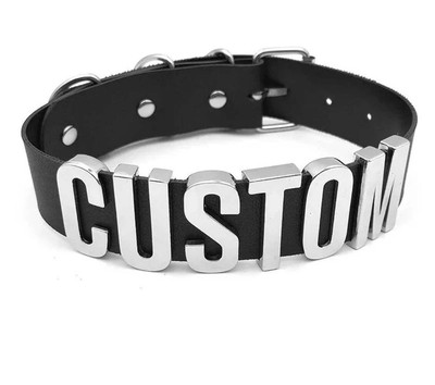 Black Goth Belt Customized Letter Choker Necklace Punk Sexy Personalized Jewelry