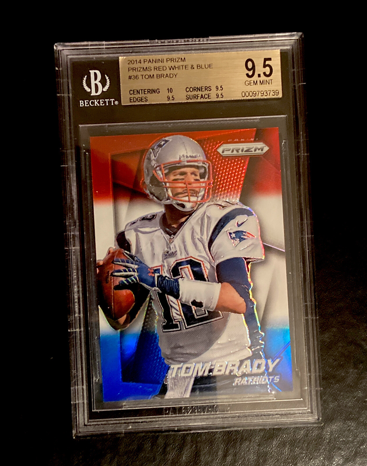 Tom Brady - 2014 Panini Prizm Prizms Red White & Blue #36 BGS 9.5 GEM MINT