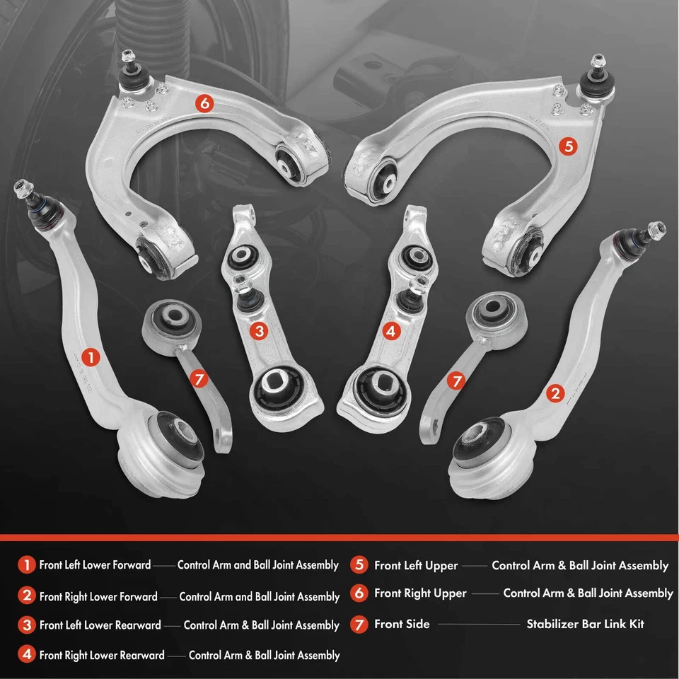 8x Brazo de control delantero y conjunto de rótula barra estabilizadora enlace para Mercedes-Benz E320 Foto 2 de 4