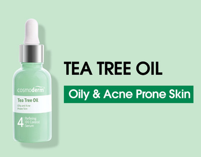 2 X COSMODERM Tea Tree Oil Refining Oil Control Serum 30ML For Acne Prone Skin