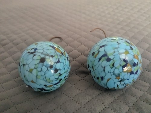 Hand Blown Art Glass Blue Ornaments 2.5" Set Of 2 - Picture 6 of 9
