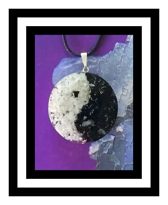 ORGONE SHUNGITE Pendant With Black Tourmaline,Selenite, COPPER, YIN YANG PENDANT