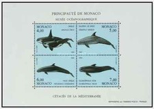 Timbres Faune marine Baleines Monaco BF64 ** année 1994 lot 18991